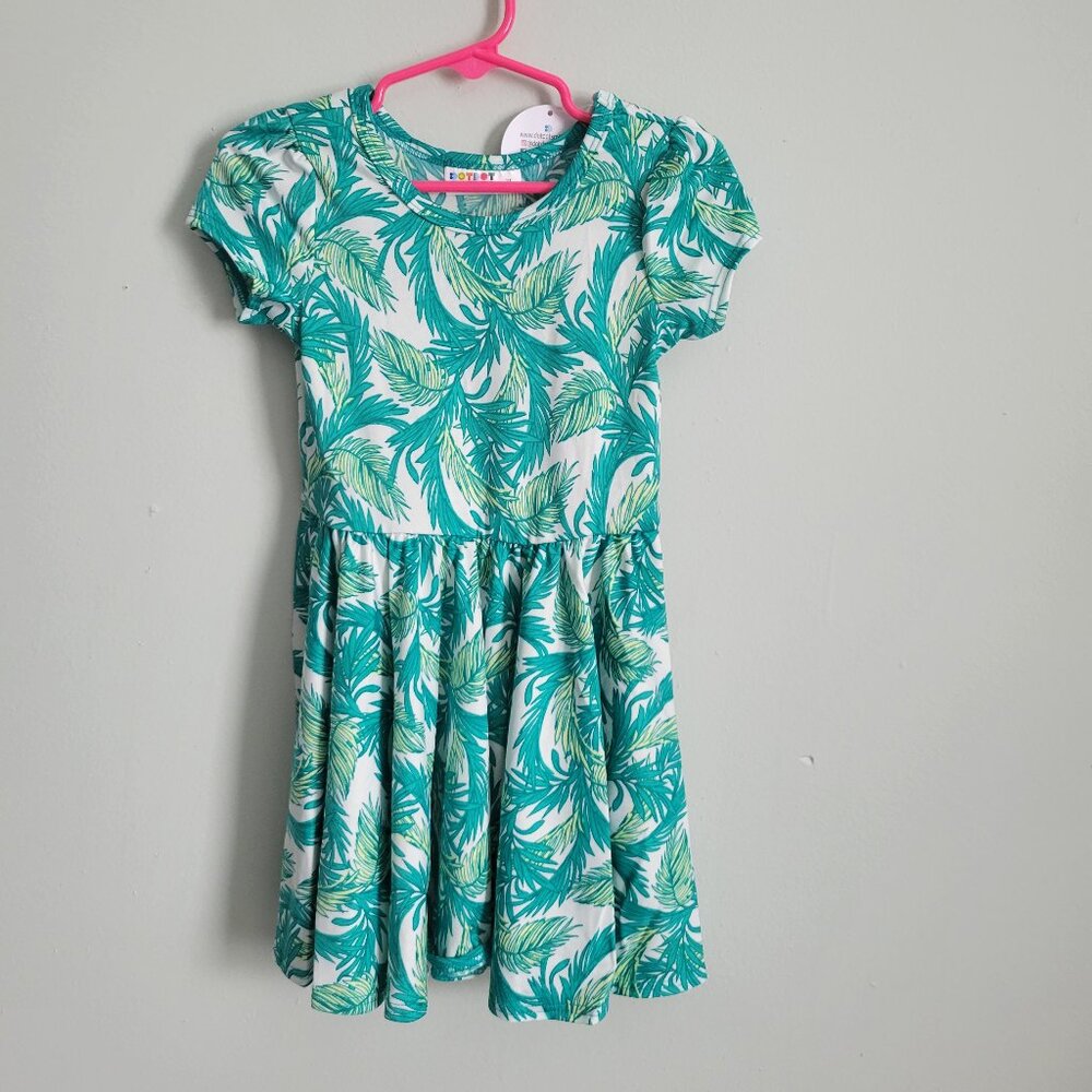 Dot Dot Smile Dress Girl's 2T Toddler Green Fern Twirl Cap Sleeve NWT